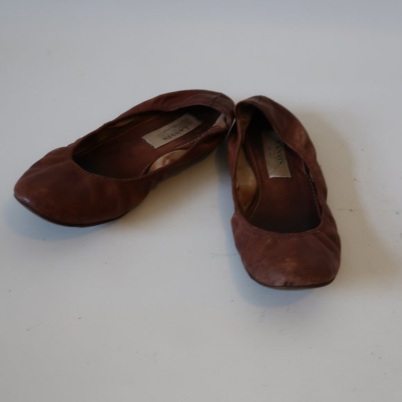 LANVIN BROWN LEATHER BALLET FLATS 6 * - Picture 3 of 9